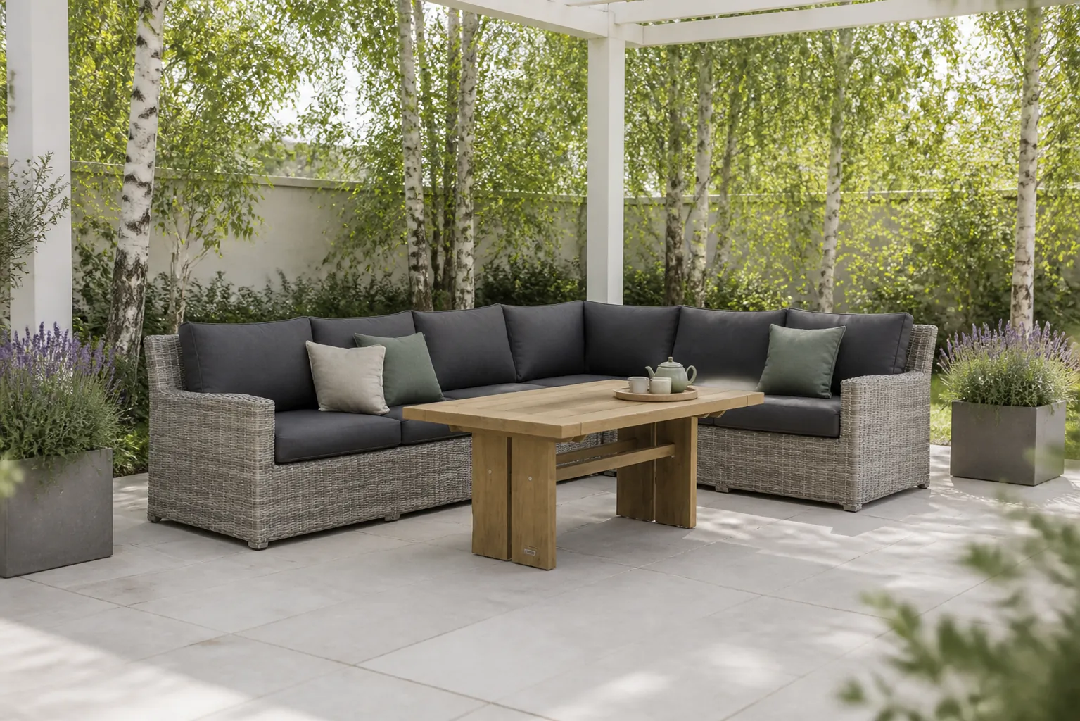 Sfeerfoto van Garden Collections Giardino/Brighton 140 cm dining loungeset 5-delig – Grijs-antraciet