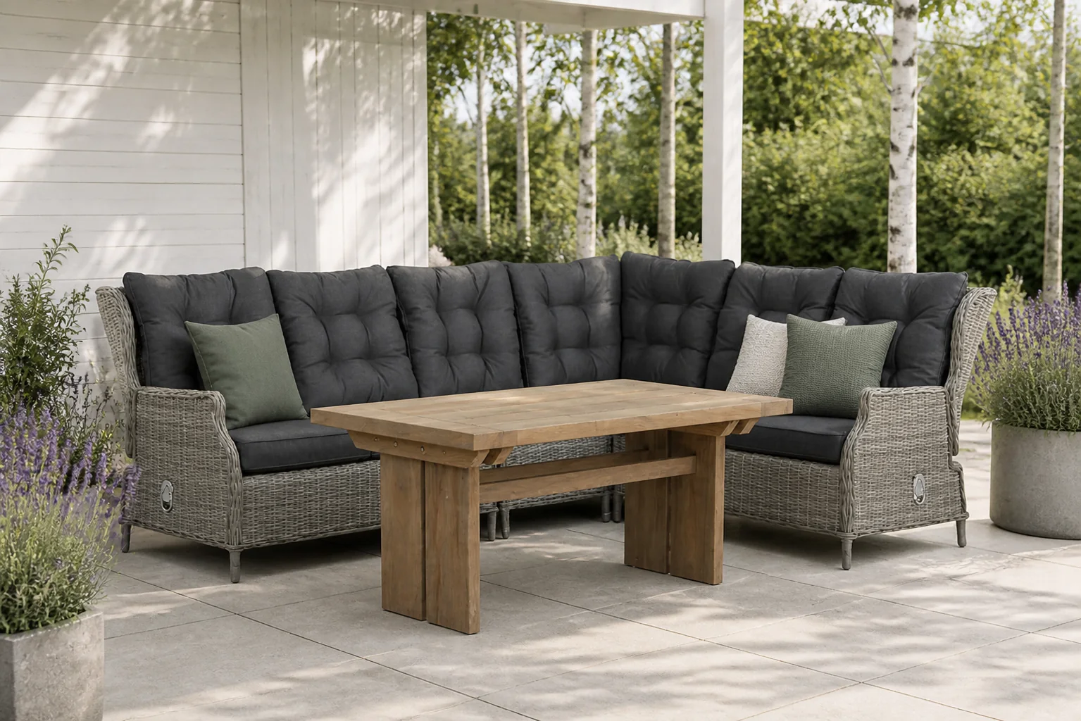 Sfeerfoto van Garden Collections New Castle/Brighton 140 cm dining loungeset 5-delig – Grijs-antraciet