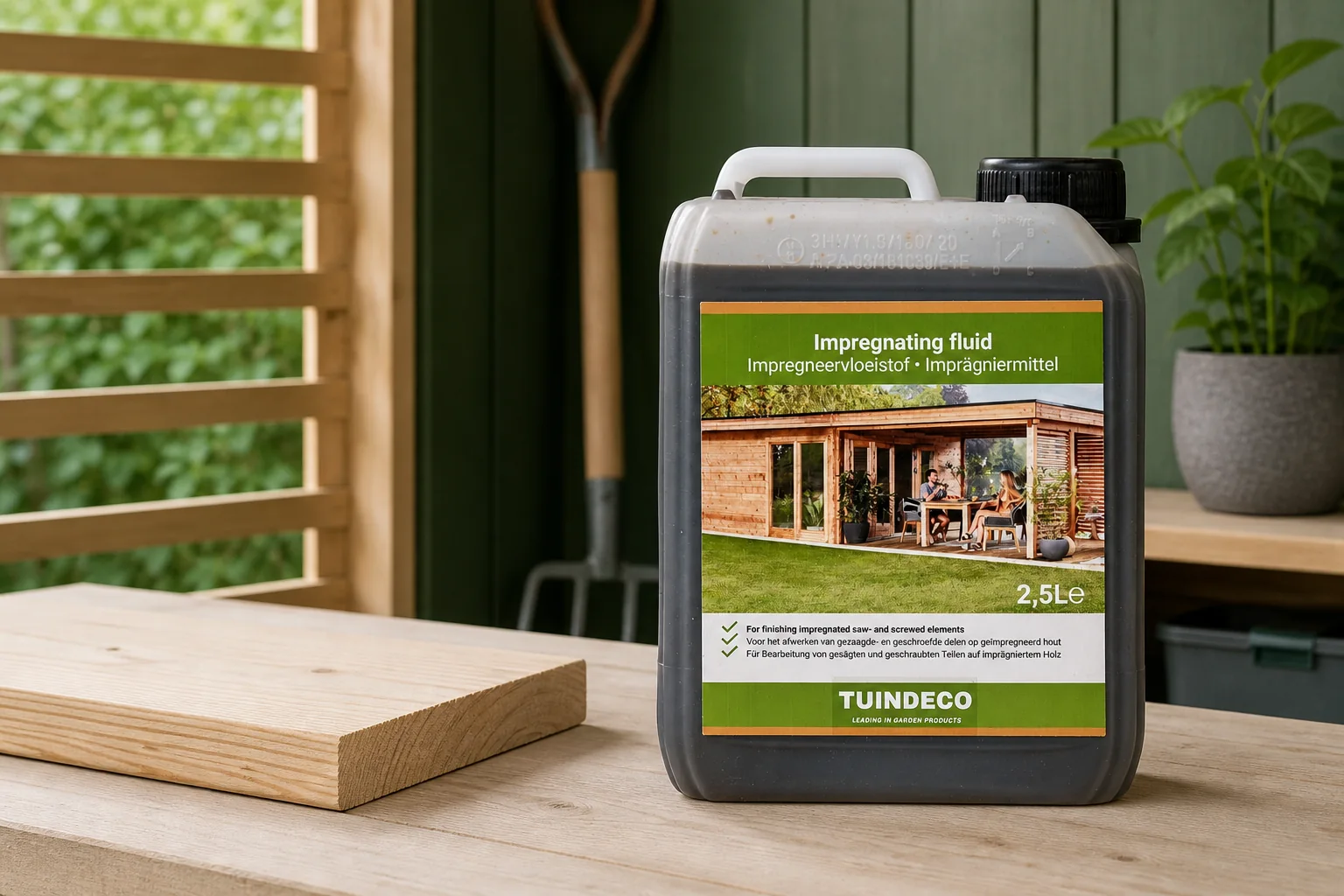 Sfeerfoto van Tuindeco Impregneervloeistof bruin 2,5 liter – hout