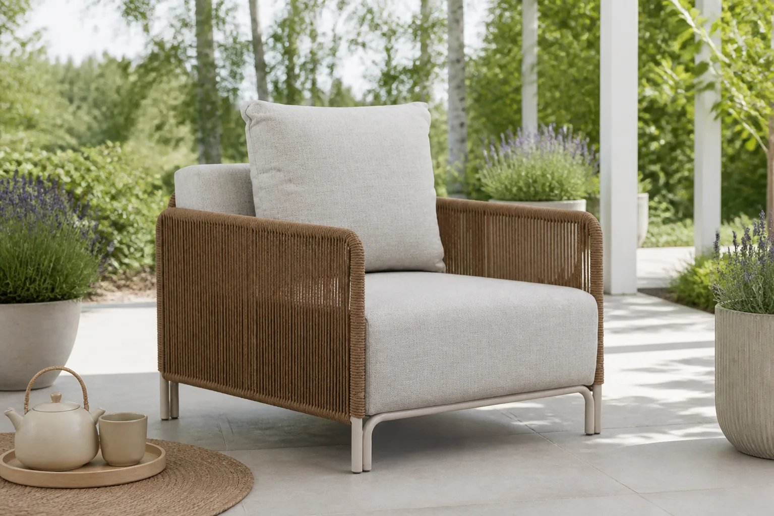 Sfeerfoto van Coco Colorado lounge tuinstoel – Taupe-naturel-bruin