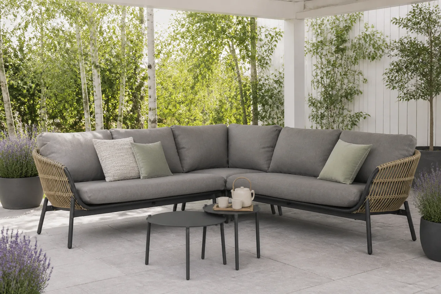 Sfeerfoto van Coco Nathan/Pacific 60-45 cm hoek loungeset 5-delig – Taupe-naturel-bruin