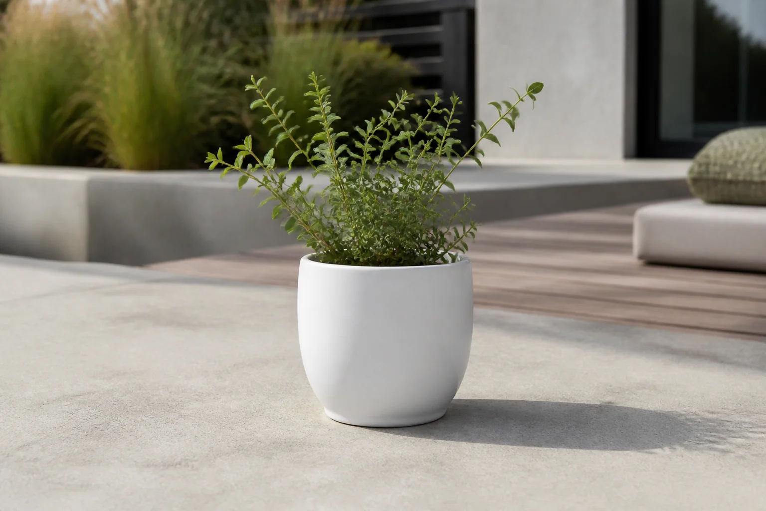 Sfeerfoto van Mica decorations Bloempot Pot rond tusca 6.5 x 7.5 cm wit mat Mica