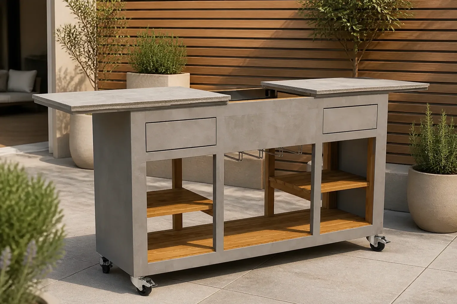 Sfeerfoto van Passion Grills | Buitenkeuken Module Kerafina | Bar Eiland met Wielen
