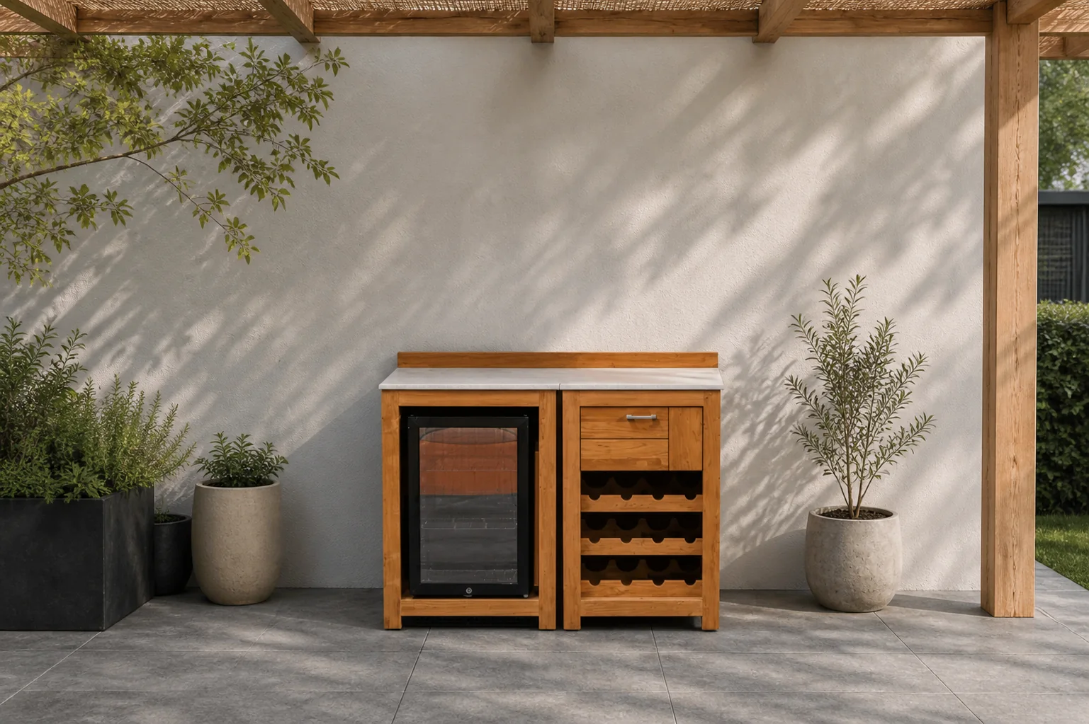 Sfeerfoto van Passion Grills | Buitenkeuken Module Milano | Opstelling 03 | Albastro Cream