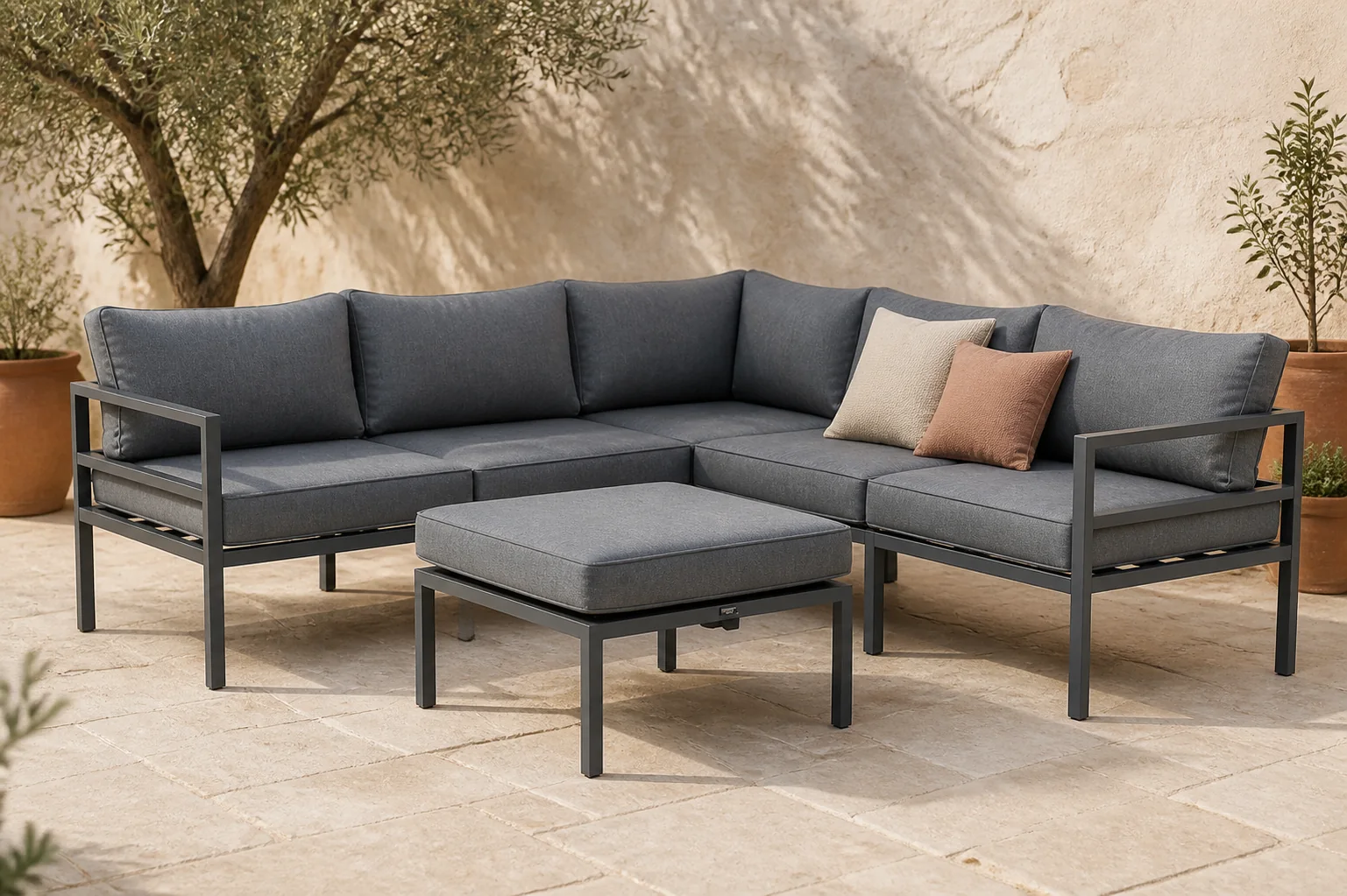 Sfeerfoto van Lifestyle Garden Furniture Altino hoek loungeset 4-delig – Grijs-antraciet
