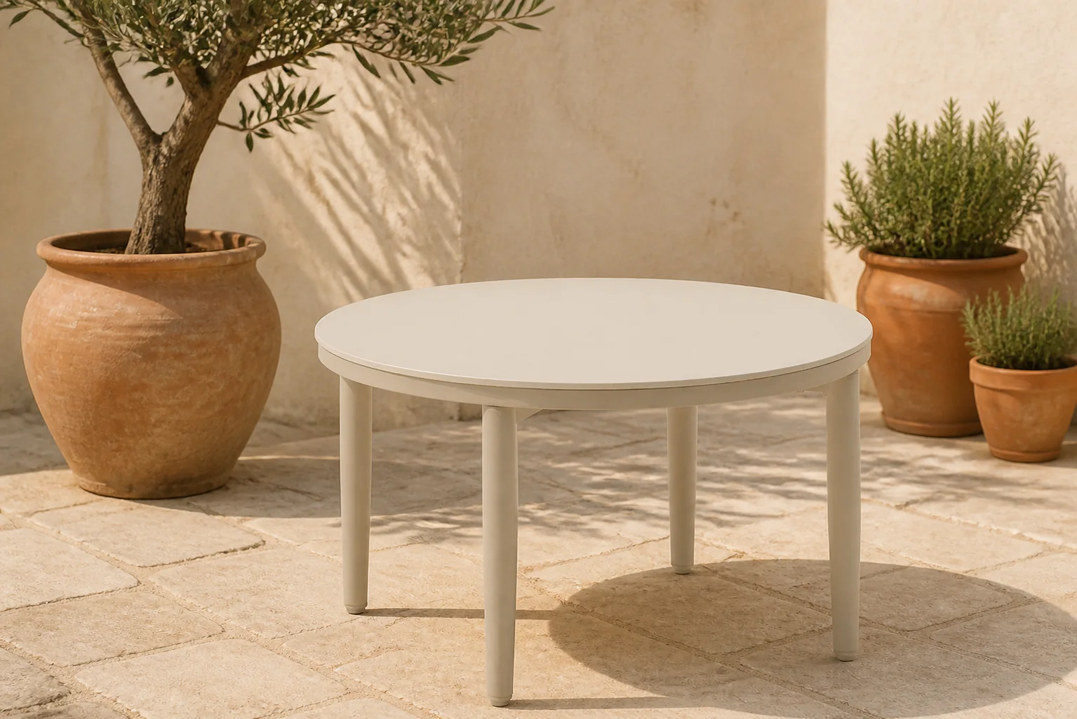 Sfeerfoto van Coco Ibiza loungetafel ø 70 cm – Taupe-naturel-bruin