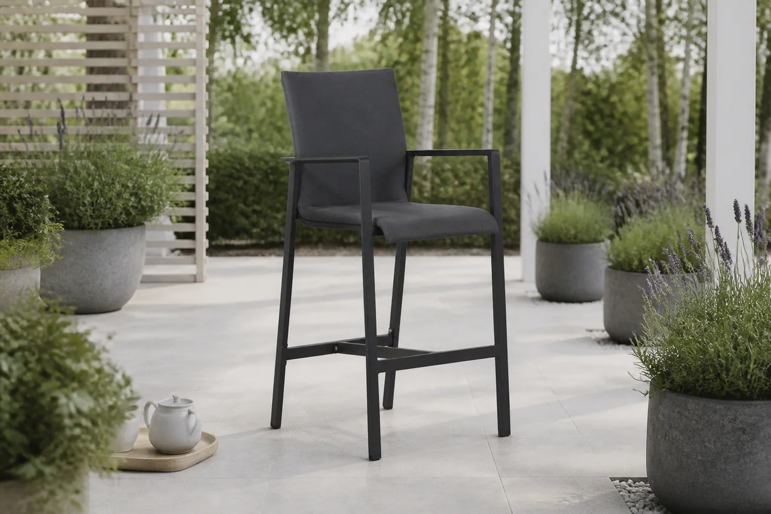 Sfeerfoto van Lifestyle Garden Furniture Rome barstoel antraciet – Grijs-antraciet