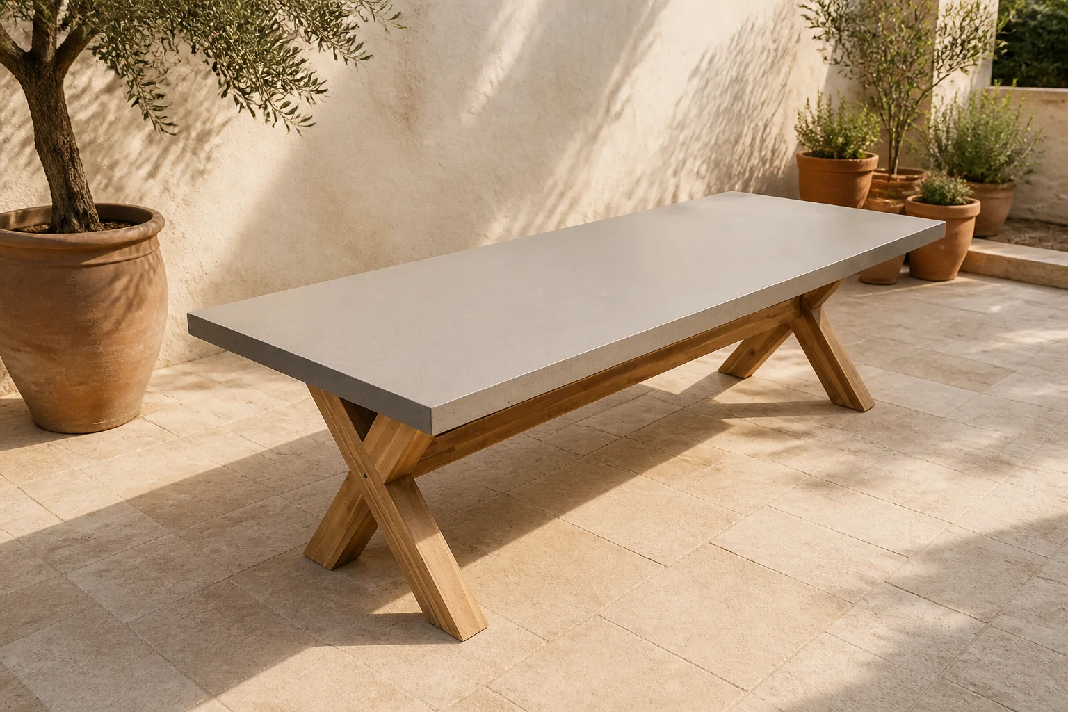 Sfeerfoto van Buitengewoon de boet San Giovanni Dining Tuintafel 250×100 cm – bruin;grijs