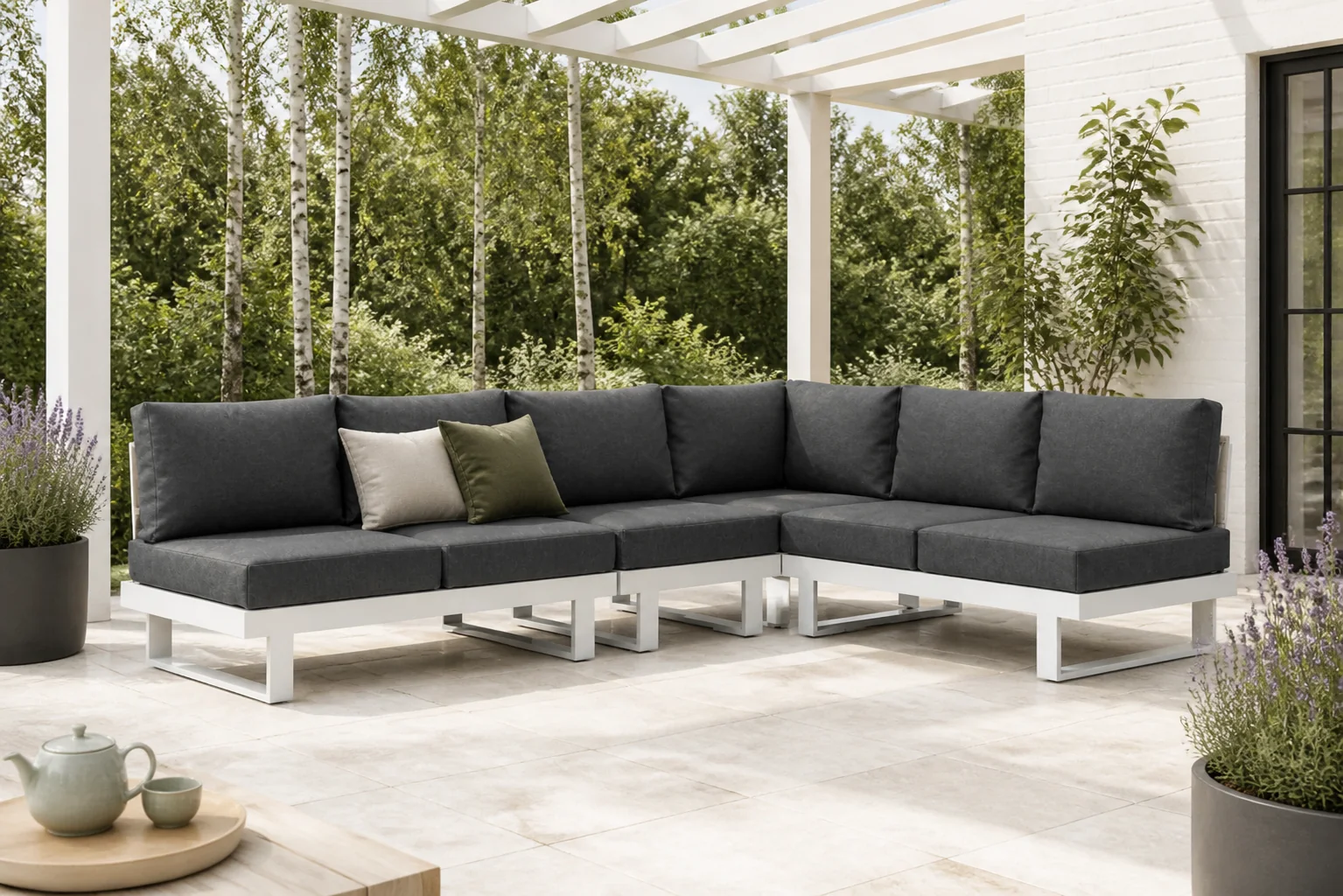 Sfeerfoto van Lifestyle Garden Furniture Lorenzo hoek loungeset 4-delig – Wit