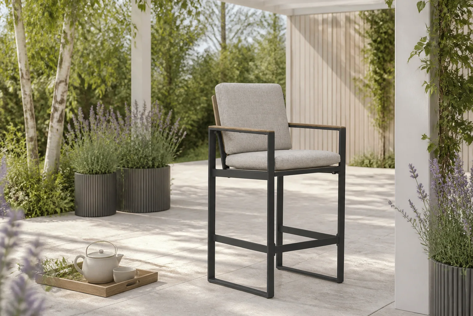 Sfeerfoto van Lifestyle Garden Furniture Faro barstoel – Grijs-antraciet