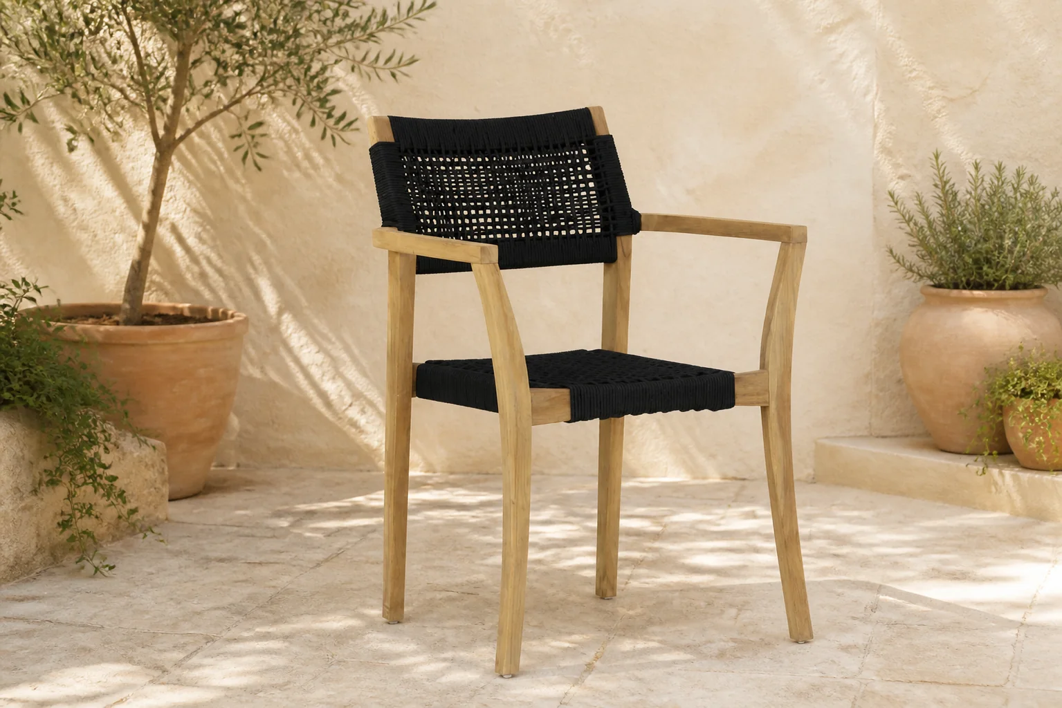Sfeerfoto van Lifestyle Garden Furniture Dallas dining tuinstoel rope stapelbaar – Zwart