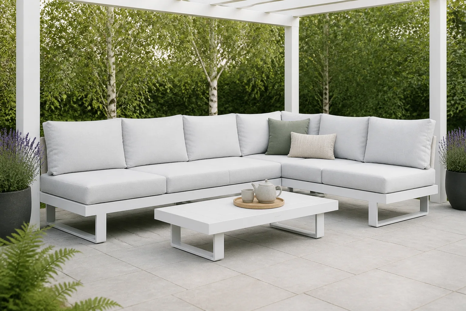 Sfeerfoto van Lifestyle Garden Furniture Lorenzo hoek loungeset 5-delig – Wit