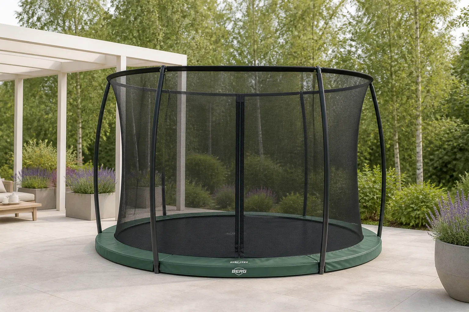 Sfeerfoto van BERG Favorit InGround 380 Green + Safety Net Comfort 380.00 cm