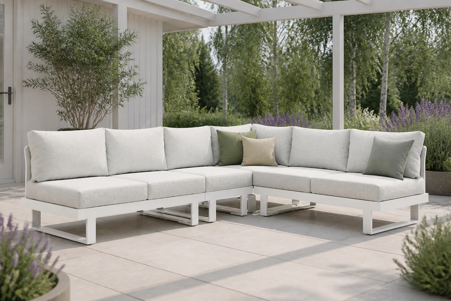 Sfeerfoto van Lifestyle Garden Furniture Lorenzo hoek loungeset 4-delig – Wit