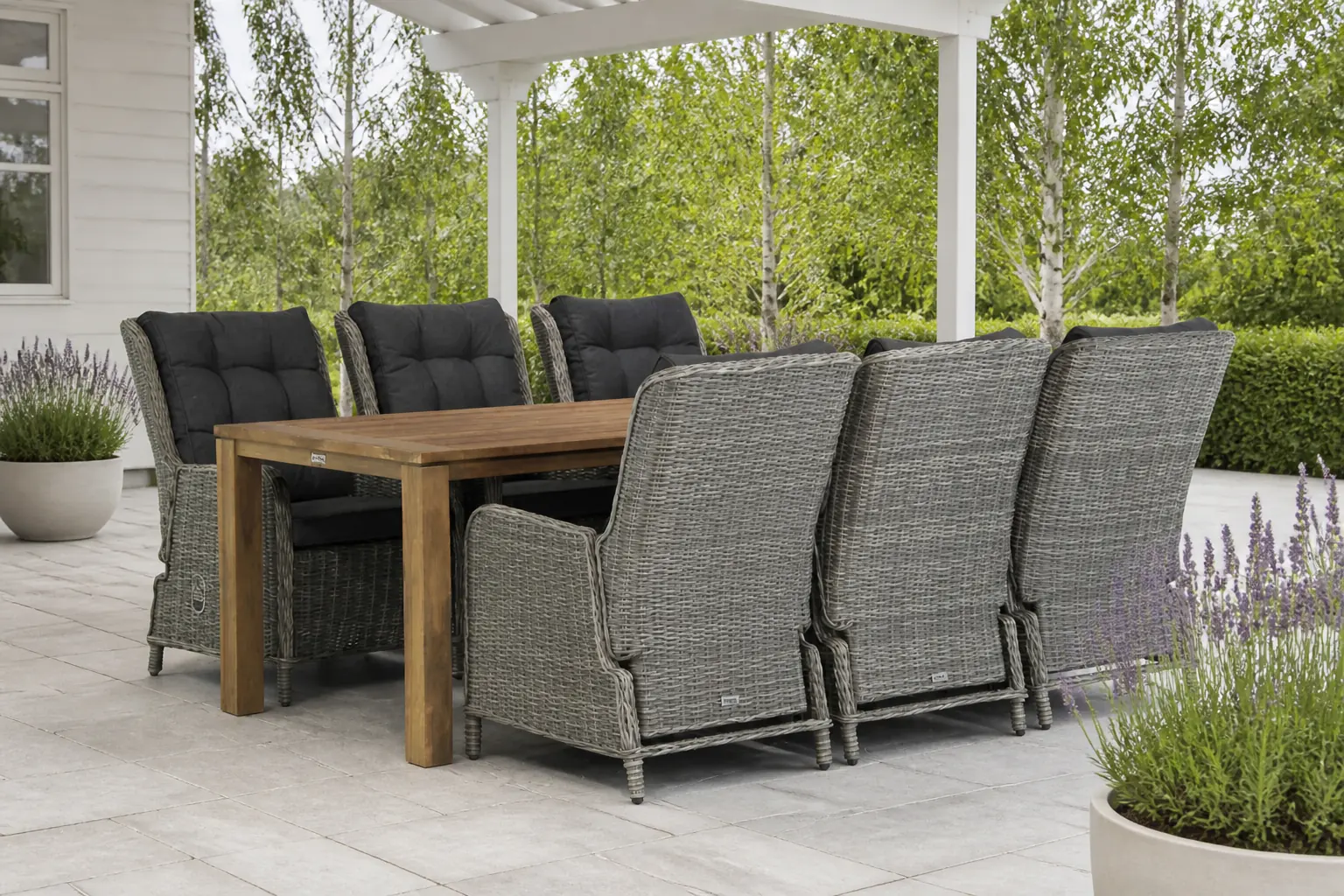 Sfeerfoto van Garden Collections Kingston/Bristol 220 cm dining tuinset 7-delig – Grijs-antraciet