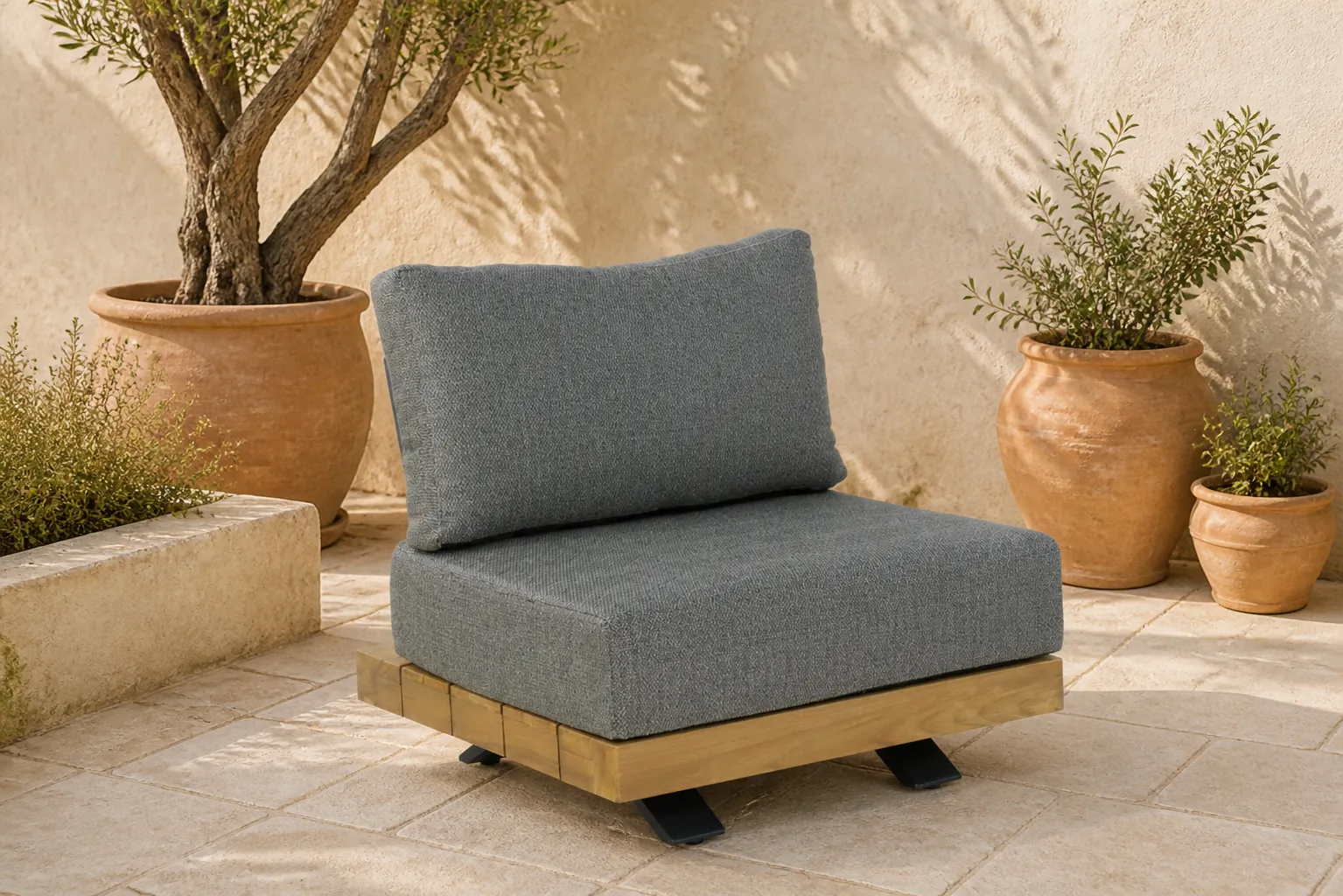 Sfeerfoto van Santika Furniture Supralux midden module – Old teak greywash
