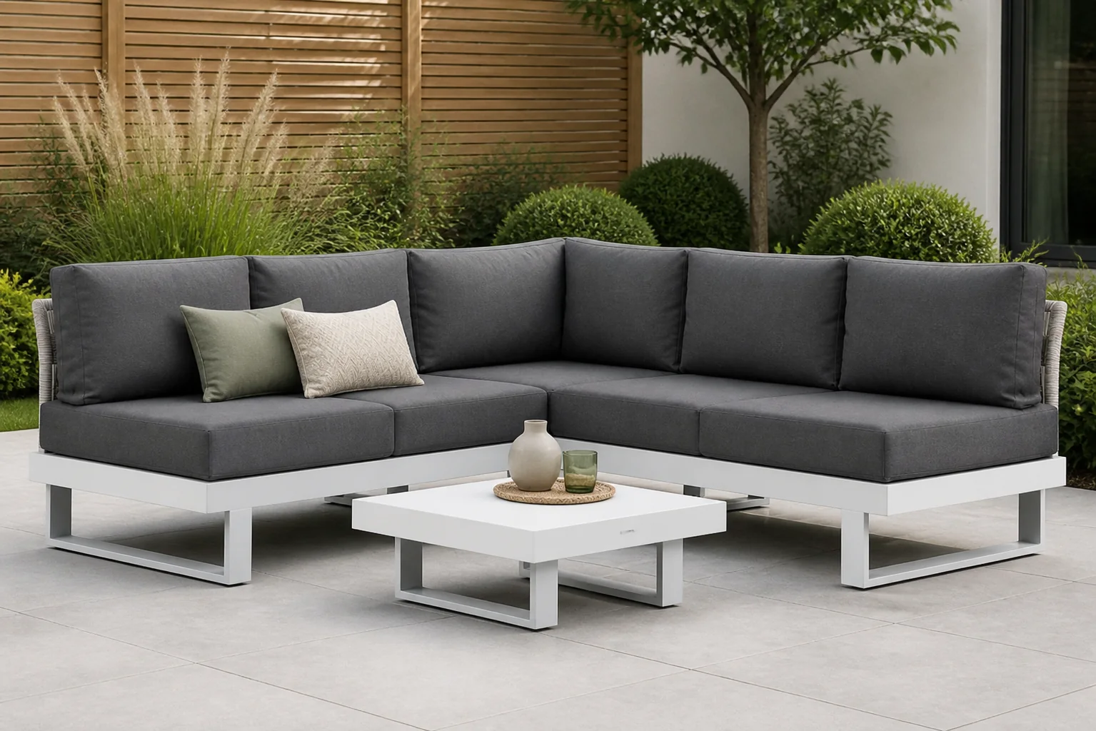 Sfeerfoto van Lifestyle Garden Furniture Lorenzo hoek loungeset 4-delig – Wit
