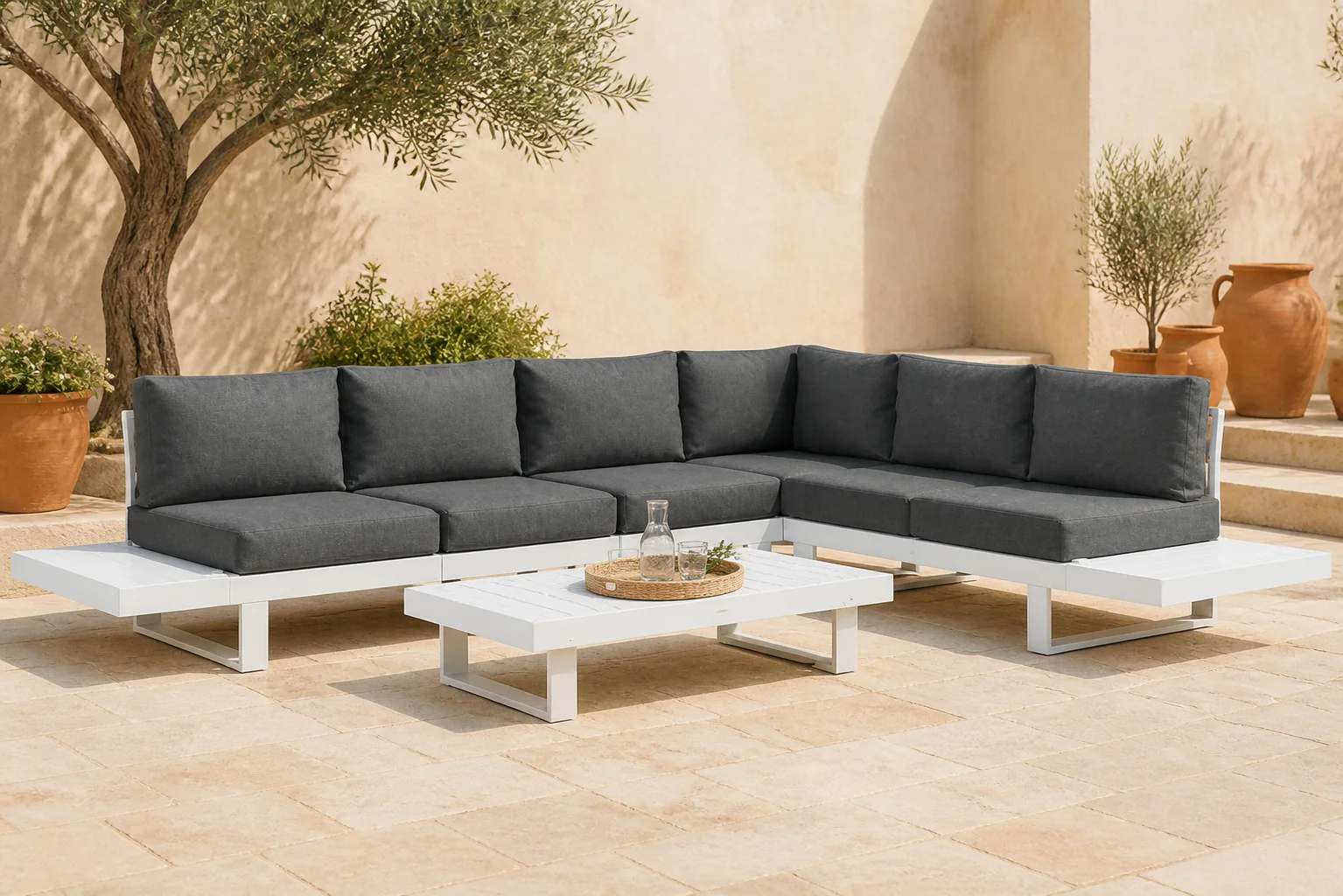 Sfeerfoto van Lifestyle Garden Furniture Lorenzo hoek loungeset 7-delig – Wit