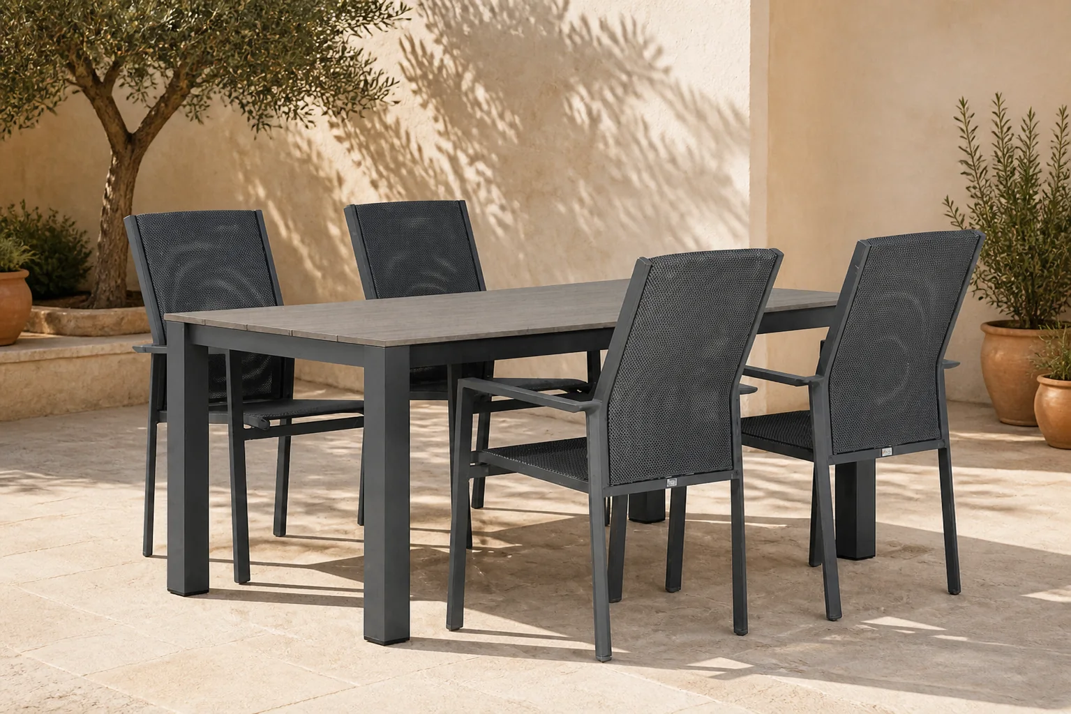 Sfeerfoto van Presto Ricadi/Valley 180 cm dining tuinset 5-delig – Grijs-antraciet