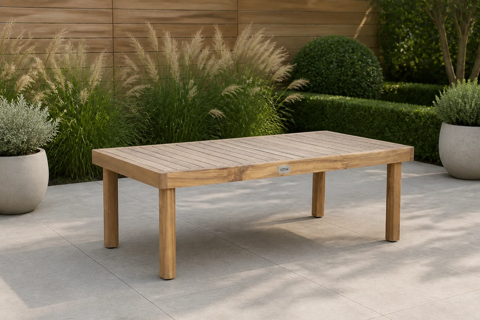 Sfeerfoto van BUITEN living Sienna loungetafel | hardhout | light teak look | 120x60cm