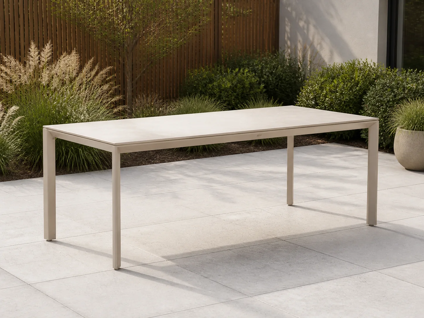 Sfeerfoto van Bellagio tuinmeubelen Sestino dining tuintafel 220x90cm – Taupe