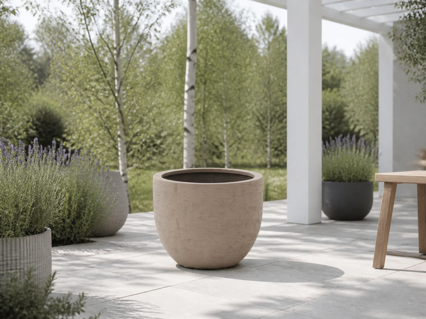 Sfeerfoto van Luca Lifestyle + 10% kassakorting | Terreno New Egg Pot bloempot M ø45cm (h:38cm) – Taupe