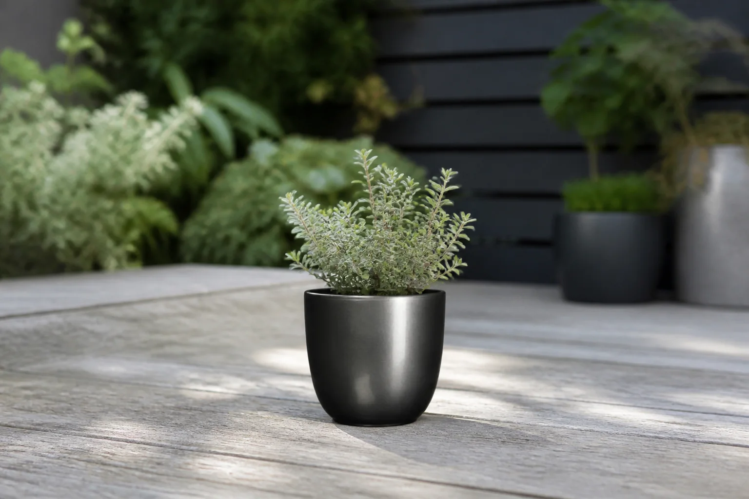 Sfeerfoto van Mica decorations Bloempot Pot rond es/7 tusca 7.5 x 8.5 cm antraciet Mica – zwart