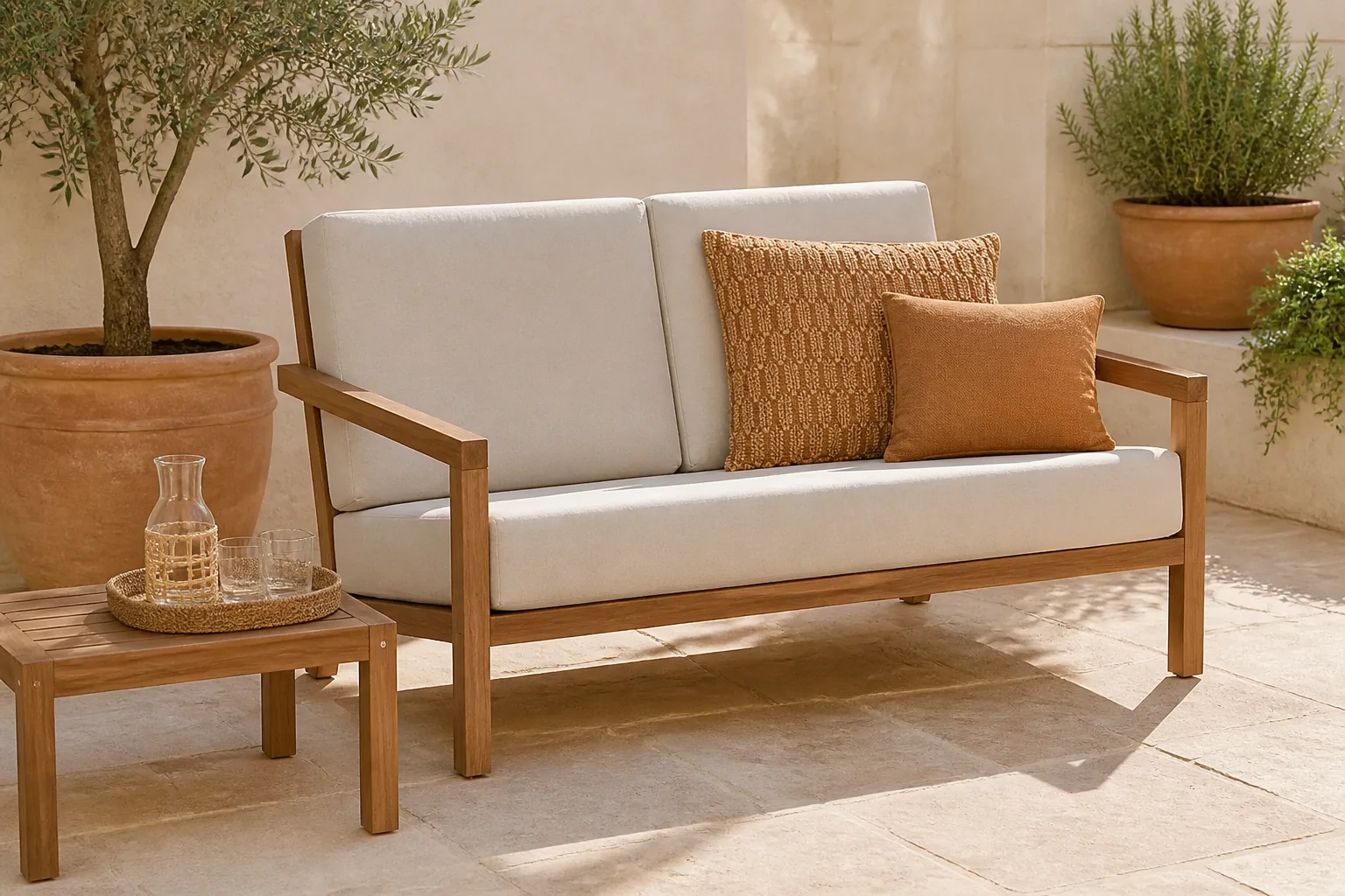 Sfeerfoto van NOUS Garden loungebank Evora – Naturel/beige
