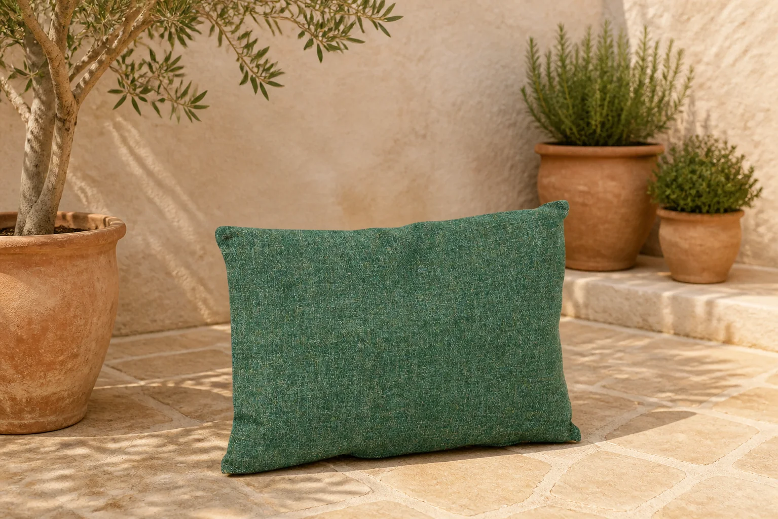 Sfeerfoto van Stoff Momo sierkussen 60 x 40 cm – Groen
