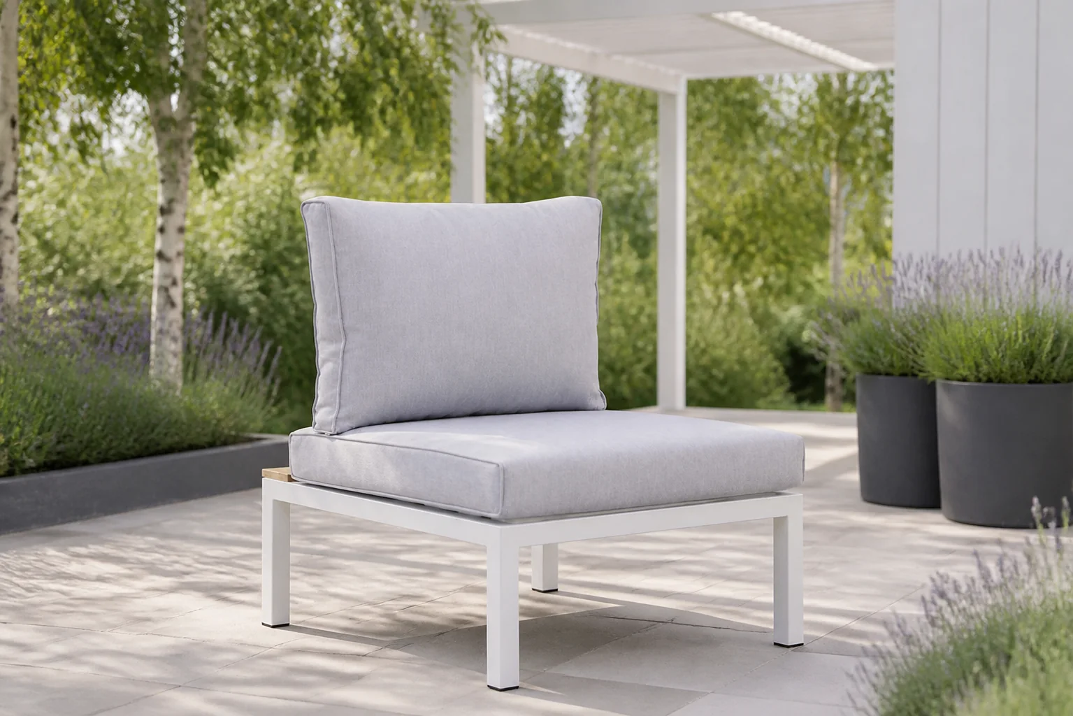 Sfeerfoto van Lifestyle Vero Beach midden module white /teak – Wit