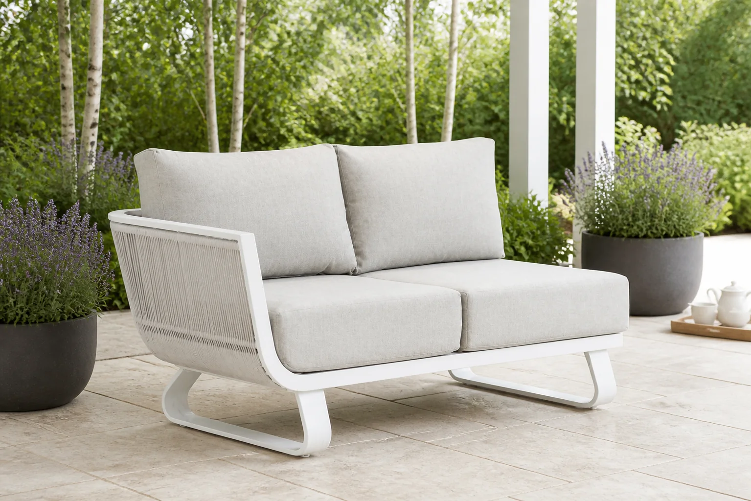 Sfeerfoto van Santika Furniture Corniche open bank rechts wit