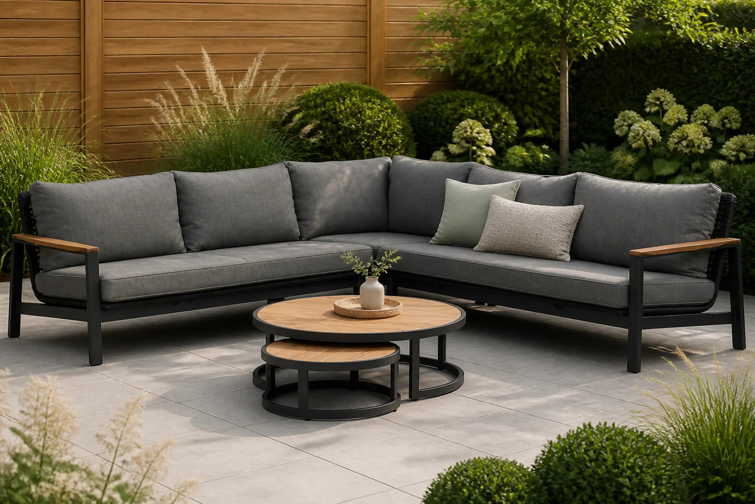 Sfeerfoto van Coco Ralph/Westfield hoek loungeset 4-delig – Grijs-antraciet