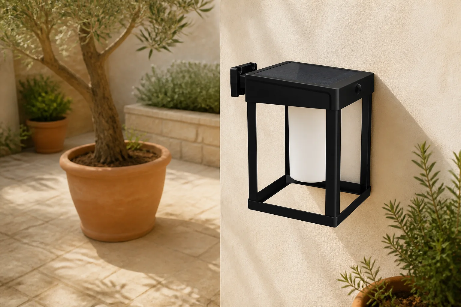 Sfeerfoto van Philips Camil ue solar frosted sq verlichting – mix