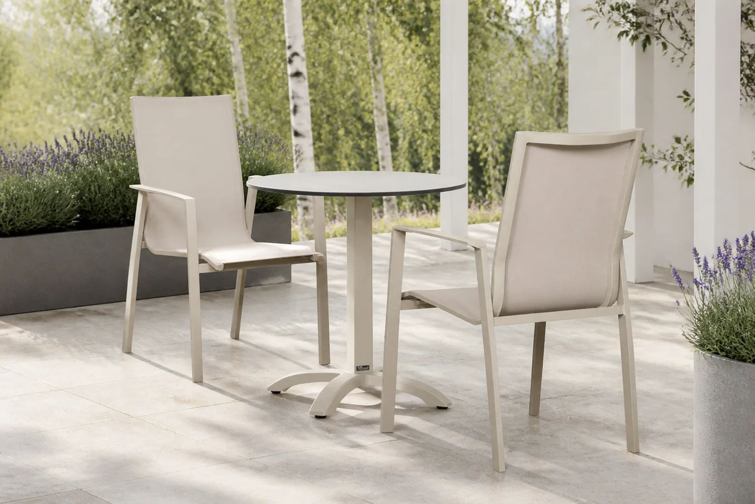 Sfeerfoto van Lifestyle Garden Furniture Ultimate/Talao 70 cm dining tuinset 3-delig – Zand/Beige