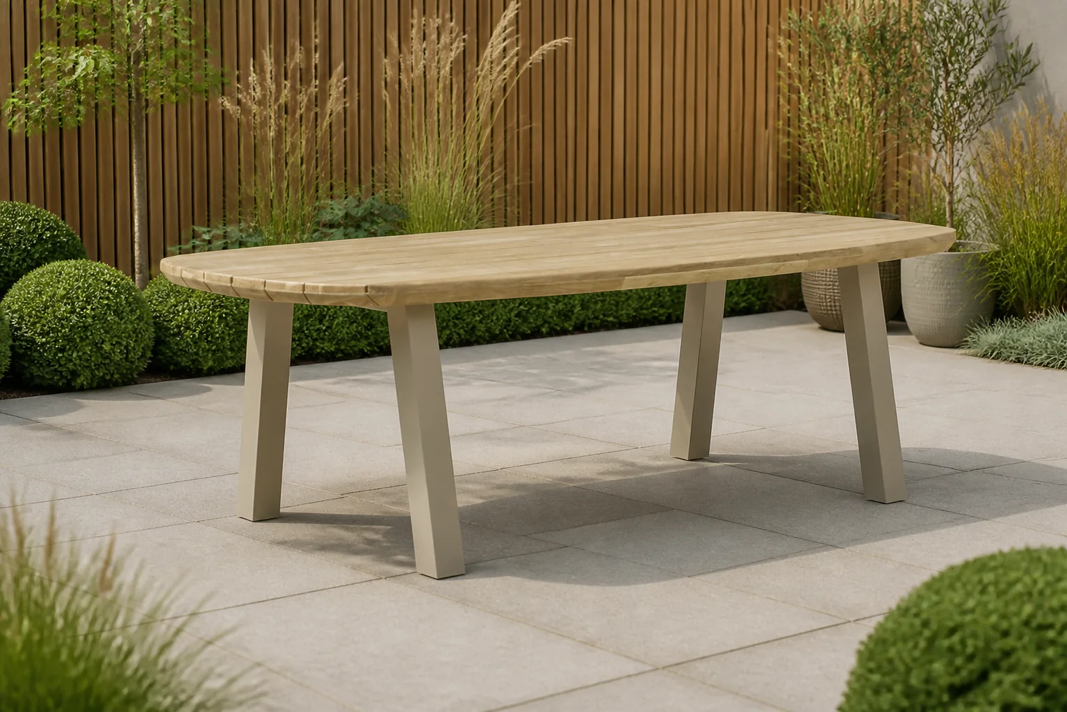 Sfeerfoto van Lifestyle Garden Furniture Falcon/Glasgow dining tuintafel 240 x 120 cm – Taupe-naturel-bruin