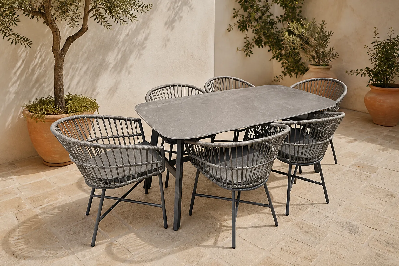 Sfeerfoto van Oosterik home Diningset Cossato Biella Grey – grijs