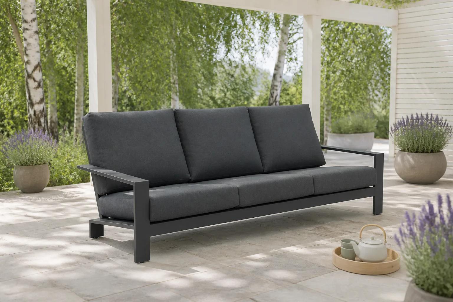 Sfeerfoto van Garden impressions Lincoln 3zits Loungebank Reflex Black – grijs