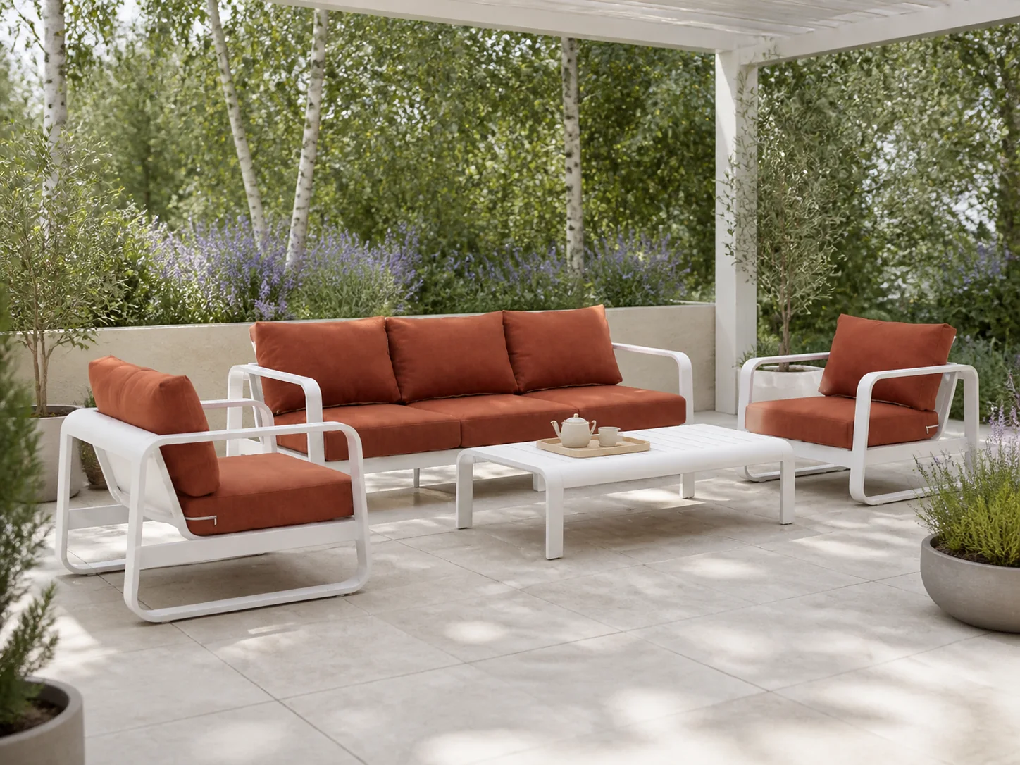 Sfeerfoto van Forza Furniture Liri stoel-bank loungeset 4-delig – Wit