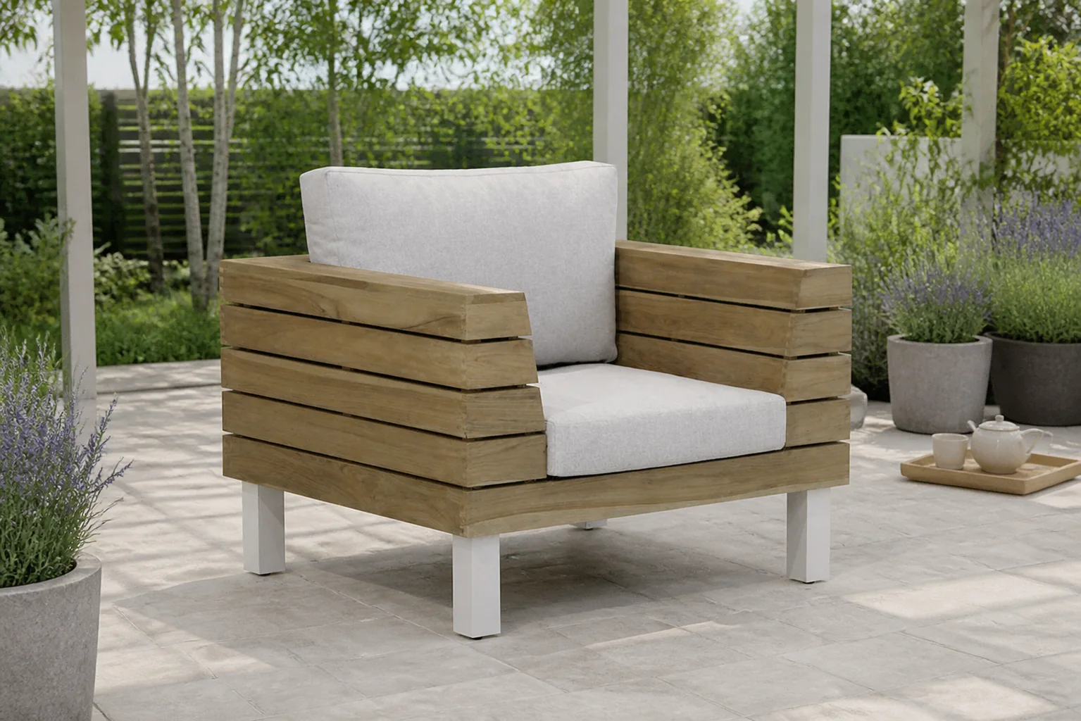 Sfeerfoto van Lifestyle Garden Furniture Seashore lounge tuinstoel – Old teak greywash