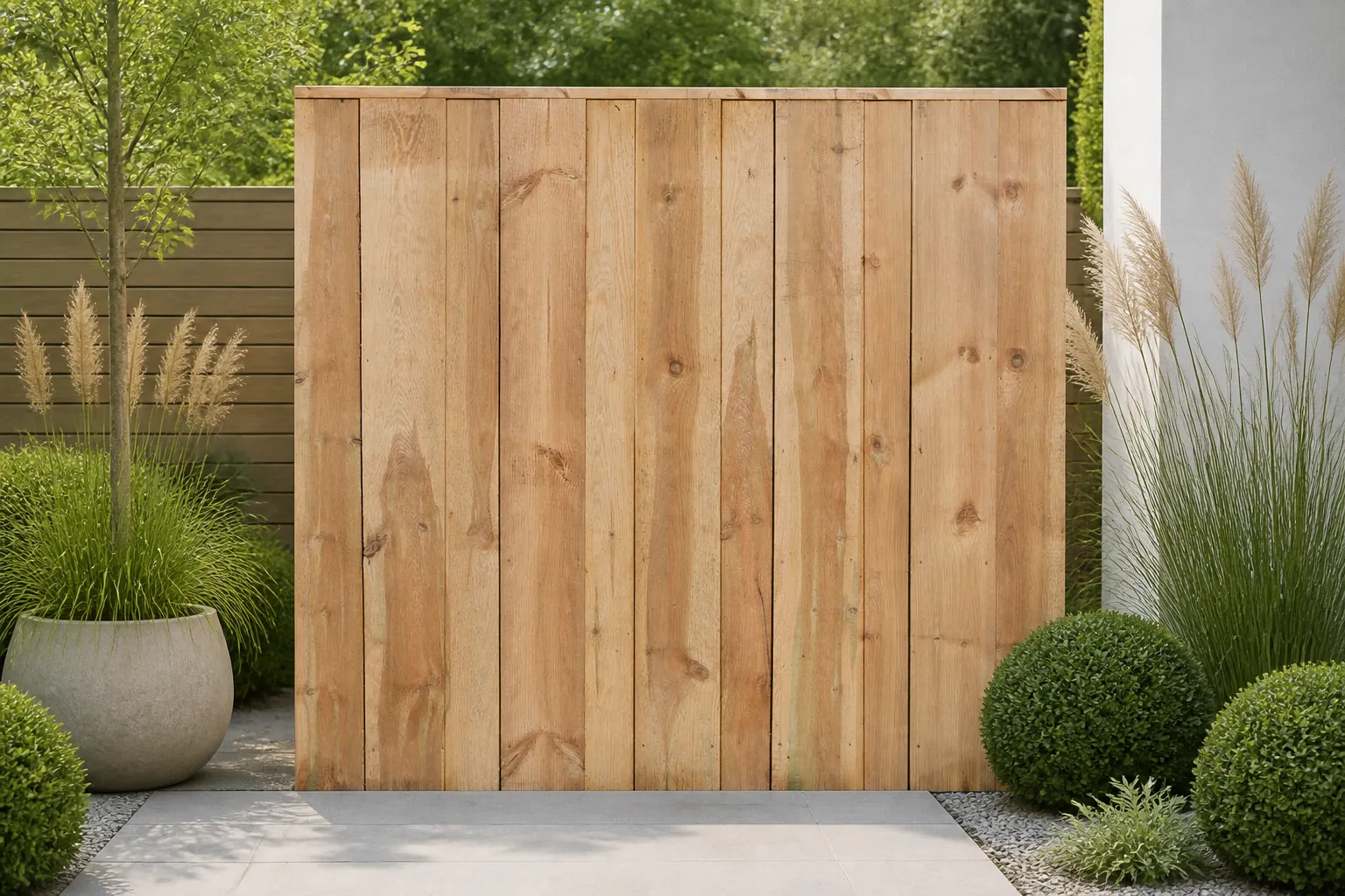 Sfeerfoto van Tuindeco Tuinscherm Losser 180 – hout