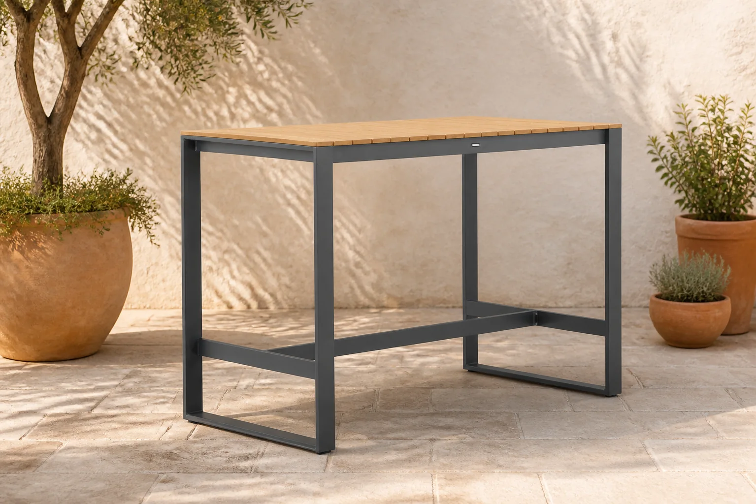 Sfeerfoto van Lifestyle Garden Furniture Faro bartafel 150 x 80 cm – Grijs-antraciet