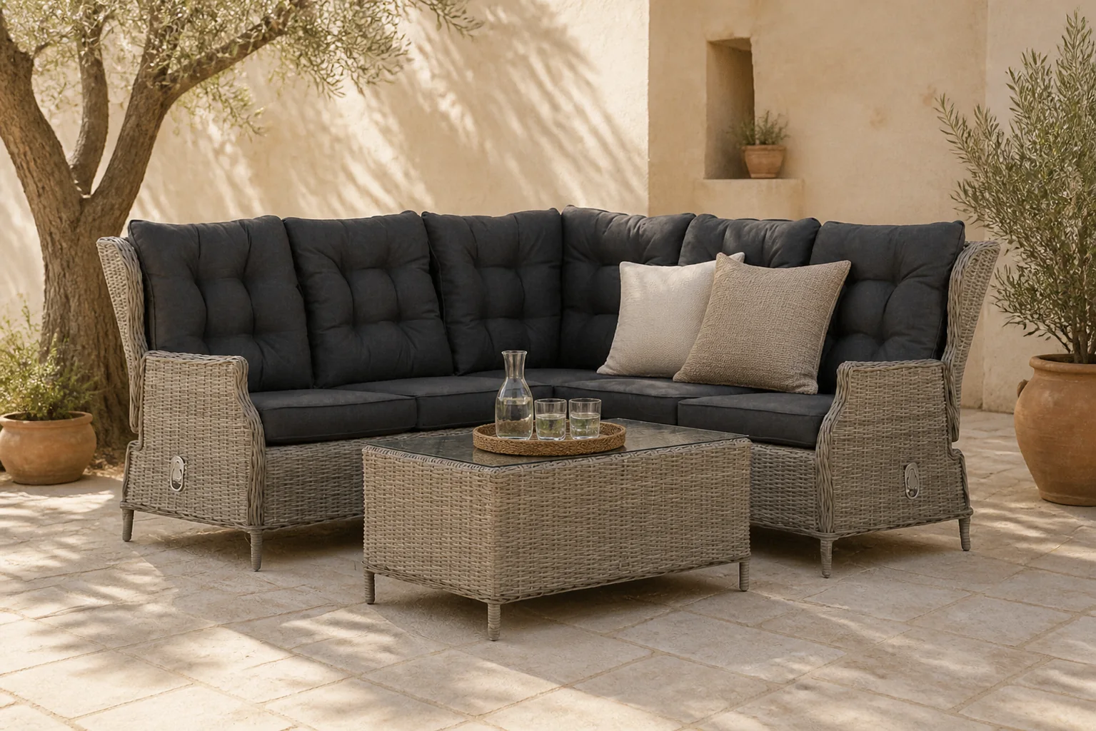 Sfeerfoto van Garden Collections New Castle hoek loungeset 4-delig – Grijs-antraciet
