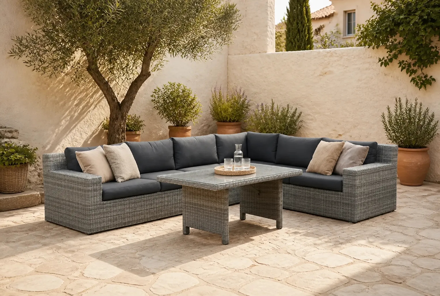 Sfeerfoto van Garden Collections Amico/Napoli dining loungeset 5-delig – Grijs-antraciet