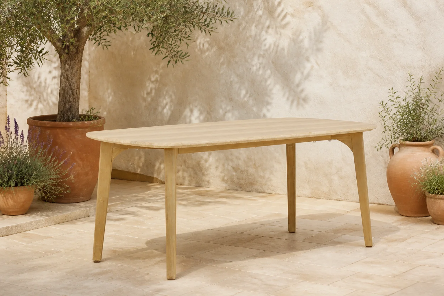 Sfeerfoto van Coco Almeria dining tuintafel 170 x 90 cm – Naturel teak