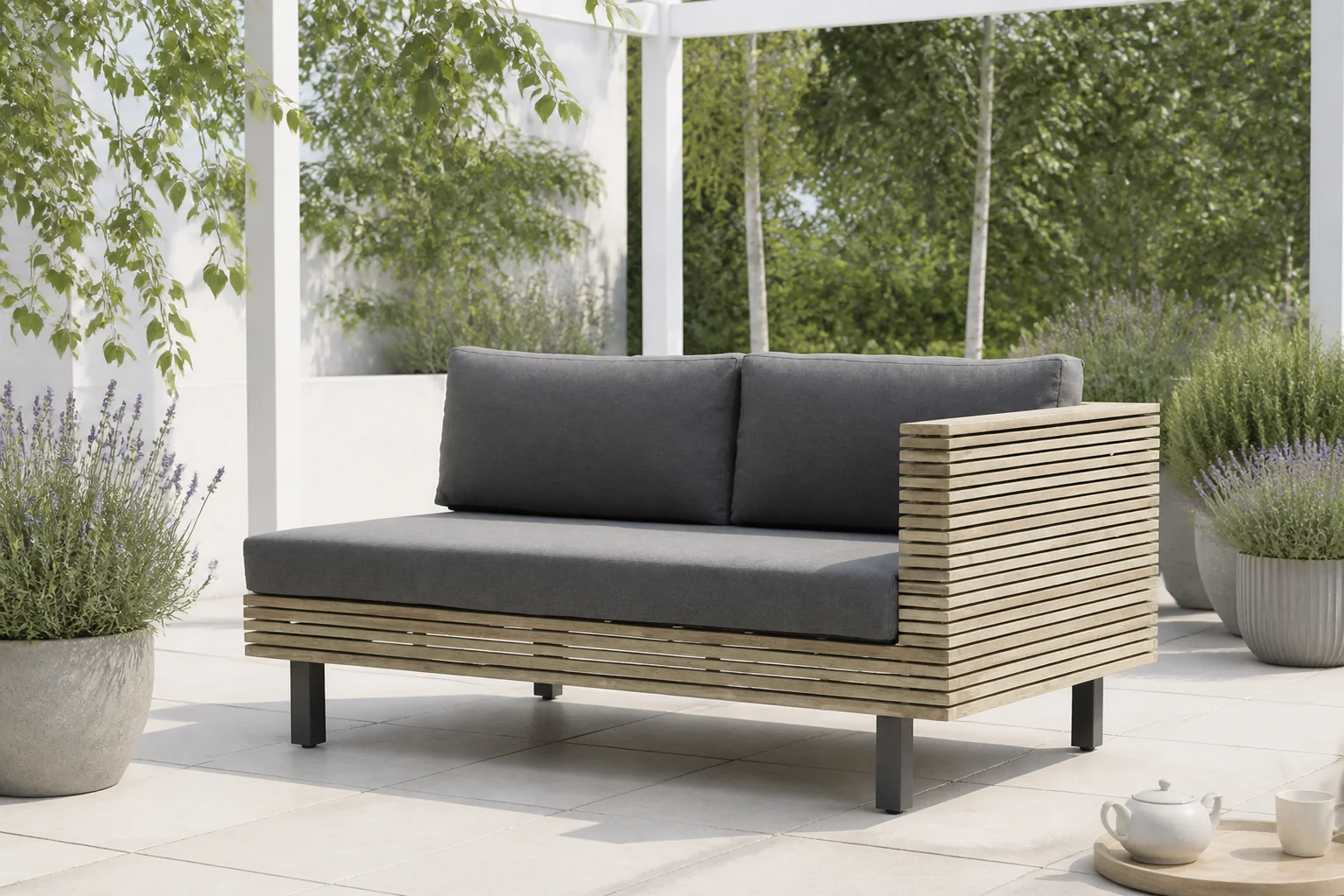Sfeerfoto van Lifestyle Garden Furniture New York open bank links – Old teak greywash