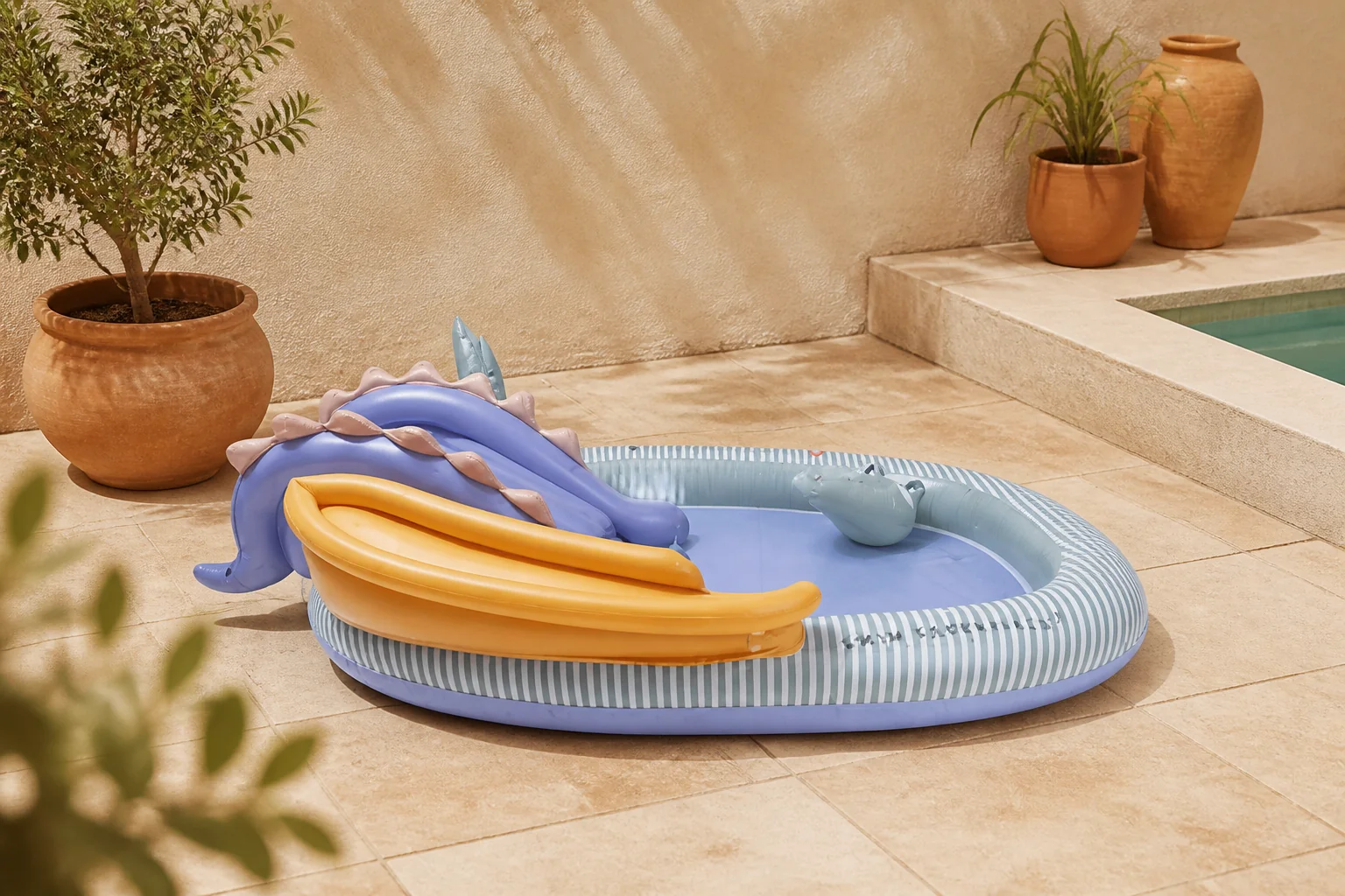 Sfeerfoto van Swim Essentials dino adventure zwembad (210 x 150 cm) – multi