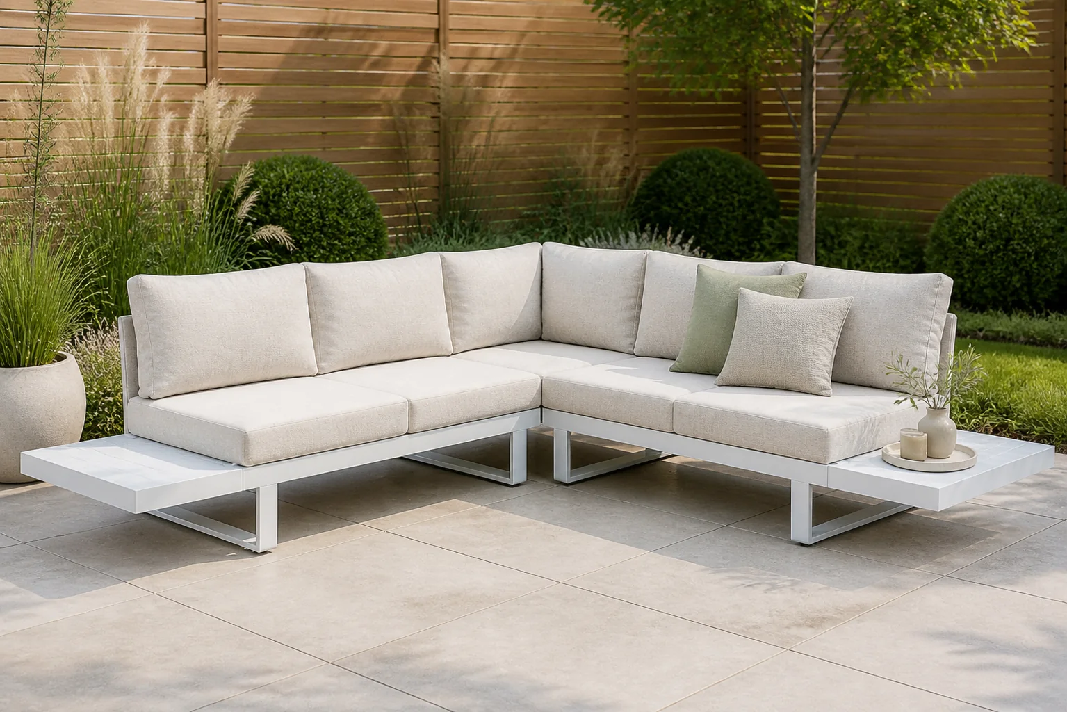Sfeerfoto van Lifestyle Garden Furniture Lorenzo hoek loungeset 5-delig – Wit