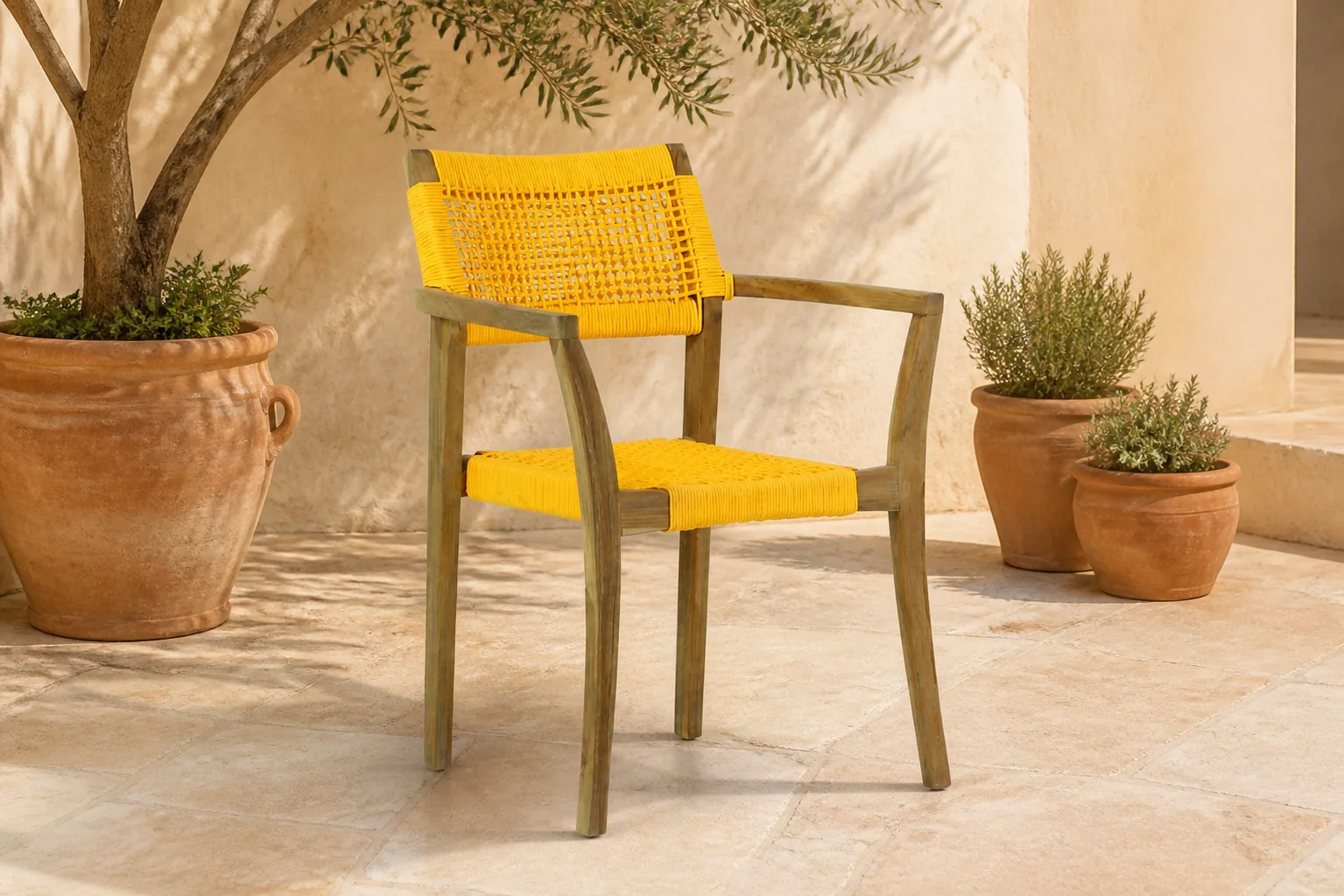 Sfeerfoto van Lifestyle Garden Furniture Dallas dining tuinstoel rope stapelbaar – Geel