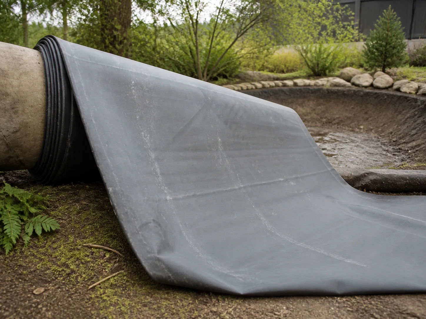 Sfeerfoto van Warentuin mix Aquaflexiliner EPDM Vijver Flex Folie 9 m breed prijs per strekkende meter – zwart