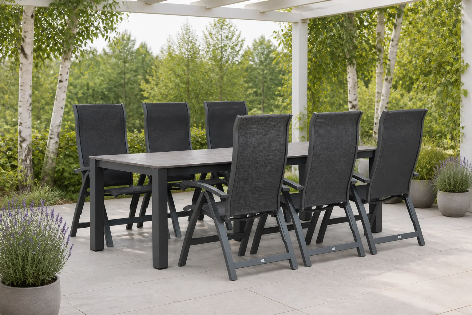 Sfeerfoto van Presto Tarenta/Valley 240 cm dining tuinset 7-delig – Grijs-antraciet